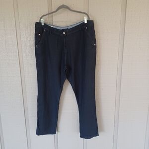Poetry Women Linen Pant Plus Size 16 High Rise Pockets Trousers Navy In Midnight